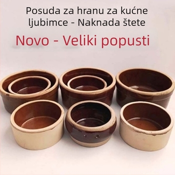Gruba keramička posuda za hranu i piće kućnim ljubimcima s dizajnom protiv prevrnutja