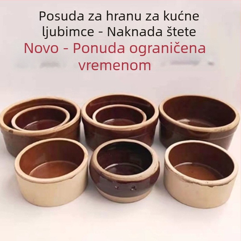 Gruba keramička posuda za hranu i piće kućnim ljubimcima s dizajnom protiv prevrnutja