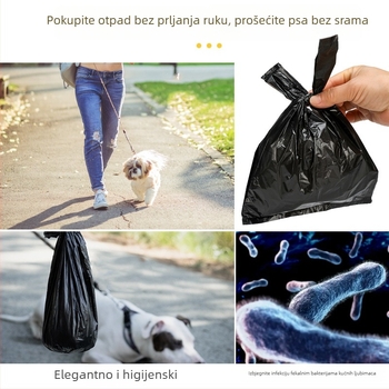 Crne jednokratne vrećice za otpad kućnih ljubimaca (mačka i pas), HDPE, debele, s ručkom, za auto i stol
