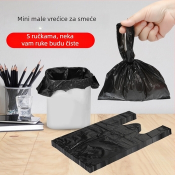 Crne jednokratne vrećice za otpad kućnih ljubimaca (mačka i pas), HDPE, debele, s ručkom, za auto i stol