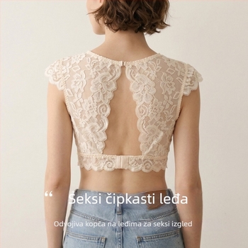 Tangge Francuski grudnjak od mulberry svile, duboki V, lijep leđa, čipkasti rub