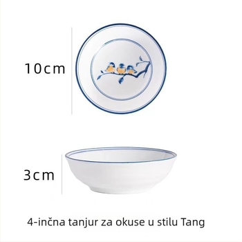 Kineski keramički tanjur za užinu s plavim i bijelim podglazurnim uzorkom, posuda za sojin sos i sos za hot pot, mali dip tanjur