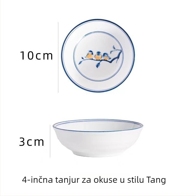 Kineski keramički tanjur za užinu s plavim i bijelim podglazurnim uzorkom, posuda za sojin sos i sos za hot pot, mali dip tanjur