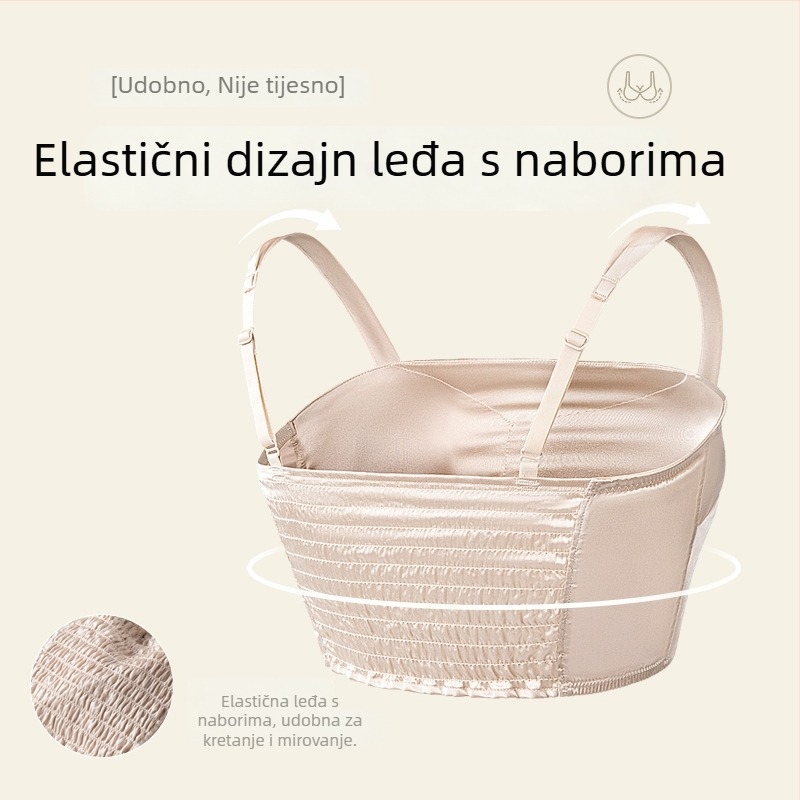 Bežični satenski grudnjak s latexnim ublaživačima, 3/4 košarice, tanki oblikovani ulošci, dizajn leđa, proljeće-ljeto