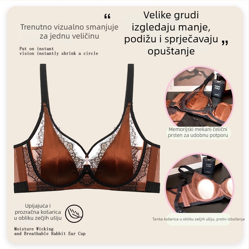 Ljub grudnjak s kristalnim košaricama, lagani luksuz, franuskog stila push-up za oblikovanje i podizanje, prozračan, bezšivne, za sve sezone