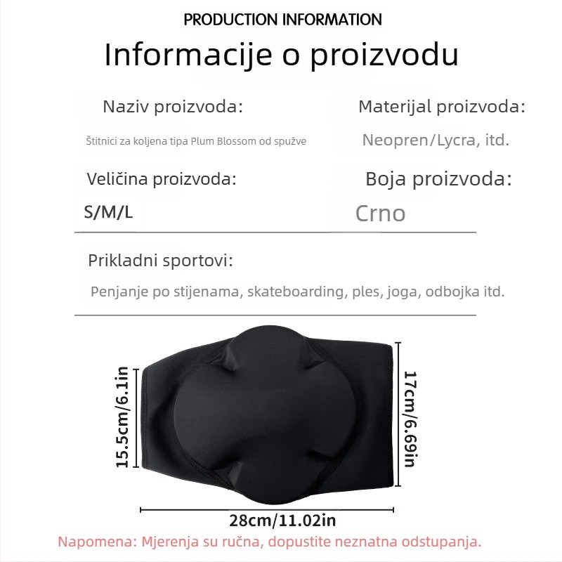 Koljenasti štitnici u obliku šljivinog cvijeta za odbojku i zimsku sportove, debeli jastučići za koljena
