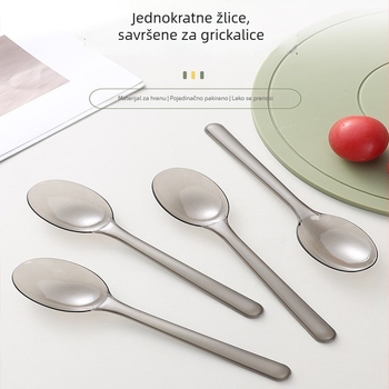 Jednokratne žlice, individualno pakirane, plastične žlice europskog stila za miješanje riže, čaja s mlijekom i sladoleda; pogodne za dostavu i posluživanje.