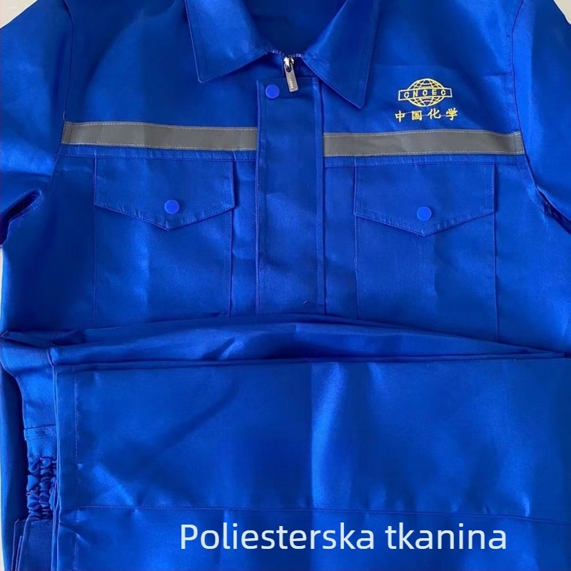 Set kemijske radne odjeće za proljeće i jesen, otporan na habanje, plavo-reflektirajući, za tvornicu, za muškarce i žene