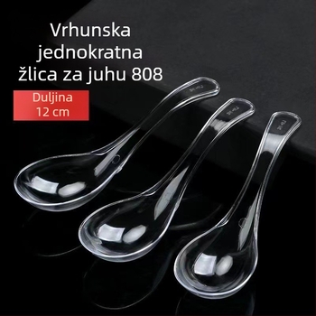 Jednokratna debela plastična žlica 808 – prozirna kristalna žlica za catering