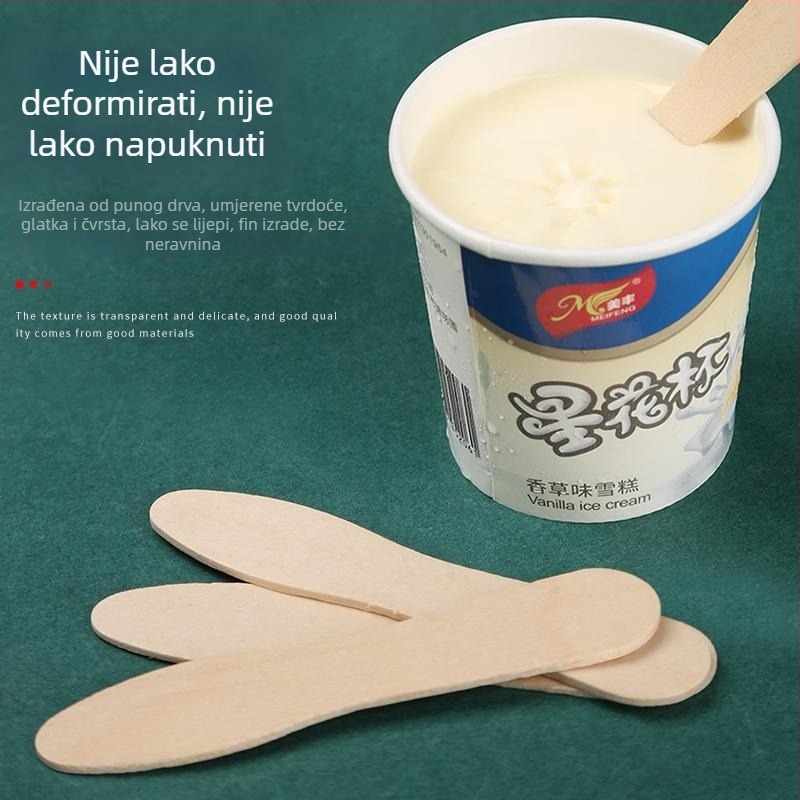 Jednokratna drvena žličica za kušanje sladoleda, žličica za jogurt, pojedinačno pakirana žličica za smrznuti sladoled