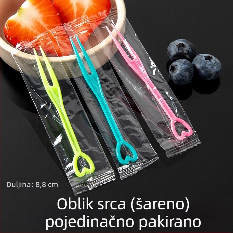 Jednokratne vilice za voće i deserte, male prozirne plastične vilice, pojedinačno pakirane