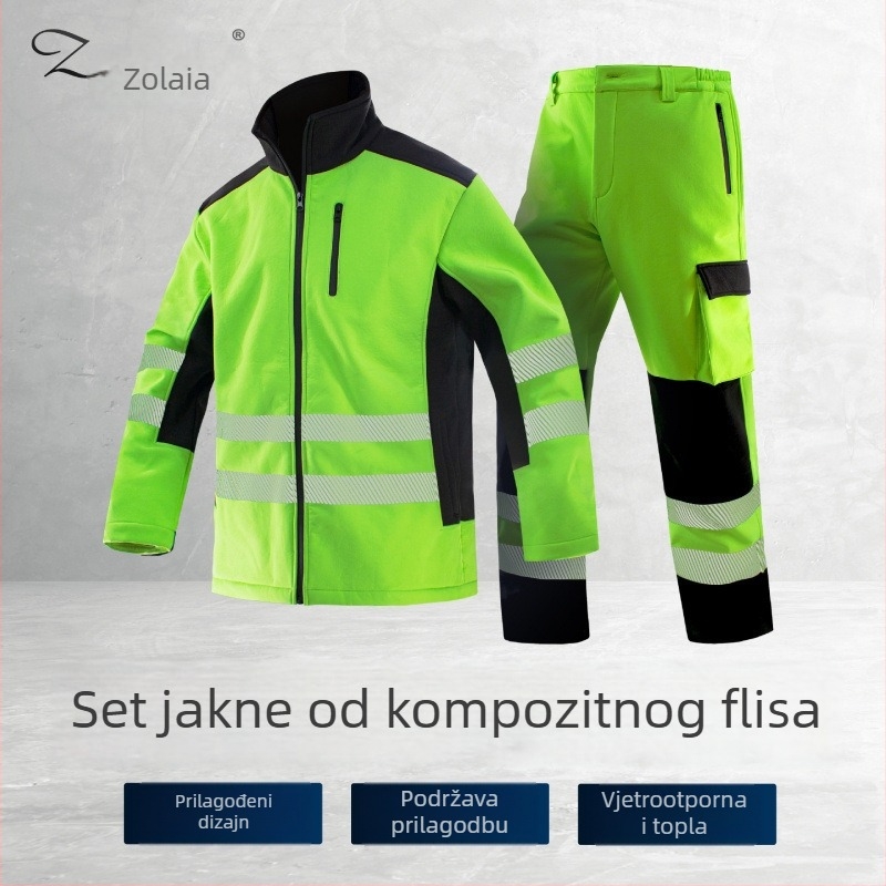 Zolaia Vanjska radna odjeća: Soft Shell jakna s flece podstavom, topla, vodootporna, prozračna, reflektirajući detalji