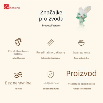 Jednokratne bambus štapići za kućnu upotrebu, dugi i debeli, higijenski i ekološki prihvatljivi, pojedinačno pakirani