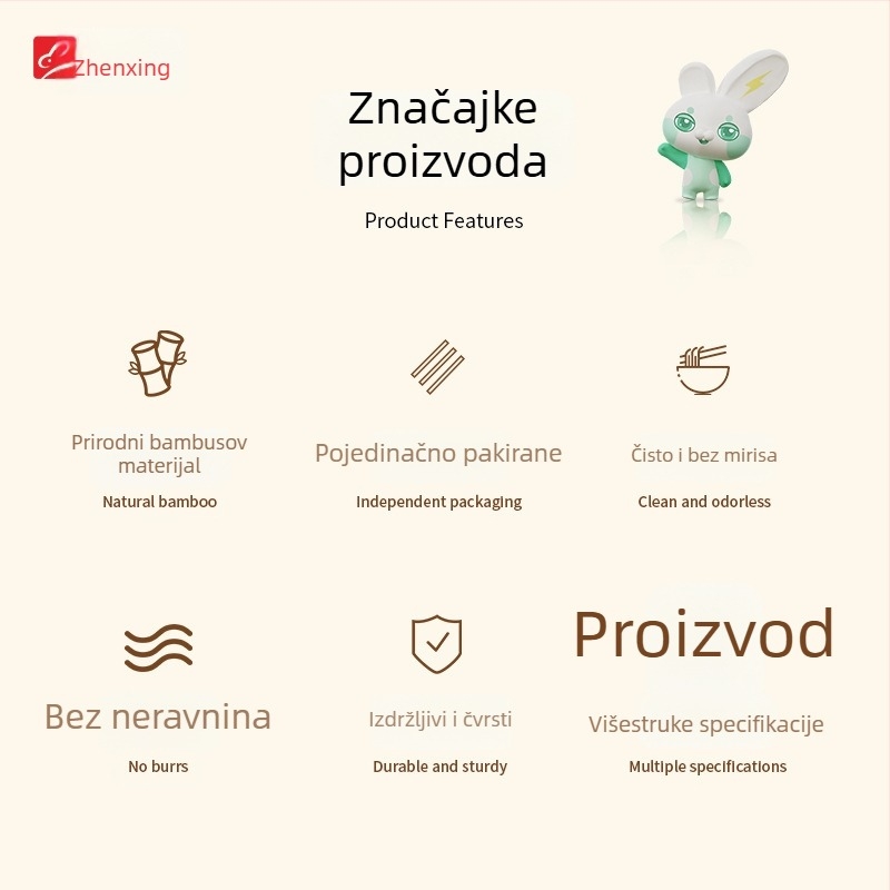 Jednokratne bambus štapići za kućnu upotrebu, dugi i debeli, higijenski i ekološki prihvatljivi, pojedinačno pakirani
