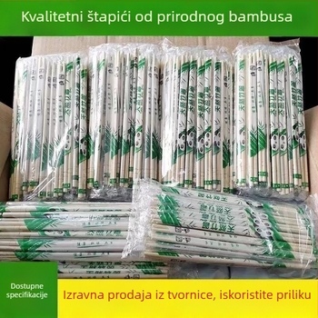 Jednokratne bambus štapići, kružnog oblika Panda, pojedinačno zapakirani, 50 pari u paketu; pogodni za dostavu, restorane i kućnu uporabu.