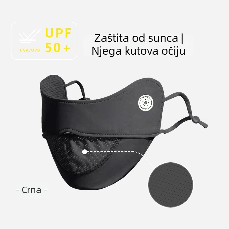 Unisex maska za zaštitu od sunca, oversize, prozračna mrežica, UV zaštita, za vožnju biciklom i aktivnosti na otvorenom, najlon materijal