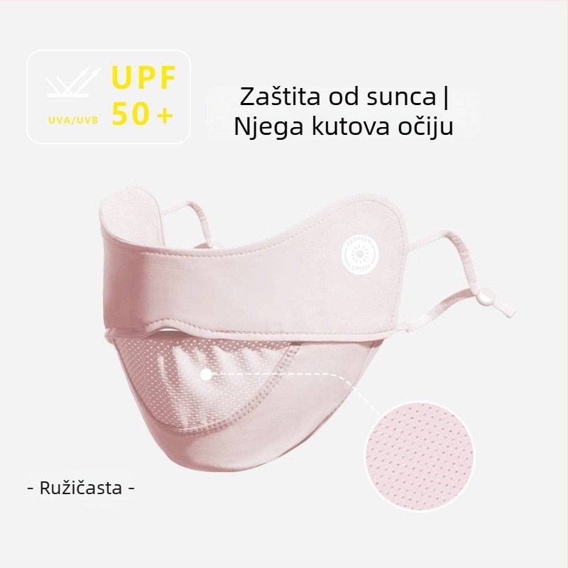 Unisex maska za zaštitu od sunca, oversize, prozračna mrežica, UV zaštita, za vožnju biciklom i aktivnosti na otvorenom, najlon materijal