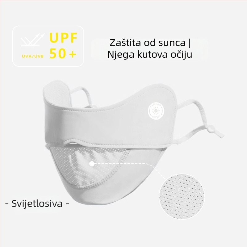 Unisex maska za zaštitu od sunca, oversize, prozračna mrežica, UV zaštita, za vožnju biciklom i aktivnosti na otvorenom, najlon materijal