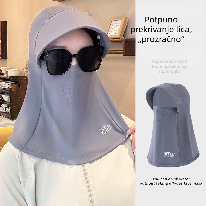 Balaclava za biciklizam s kapom za zaštitu od sunca, integrirani ovratnik, UV zaštita, rashladna Ice Silk tkanina