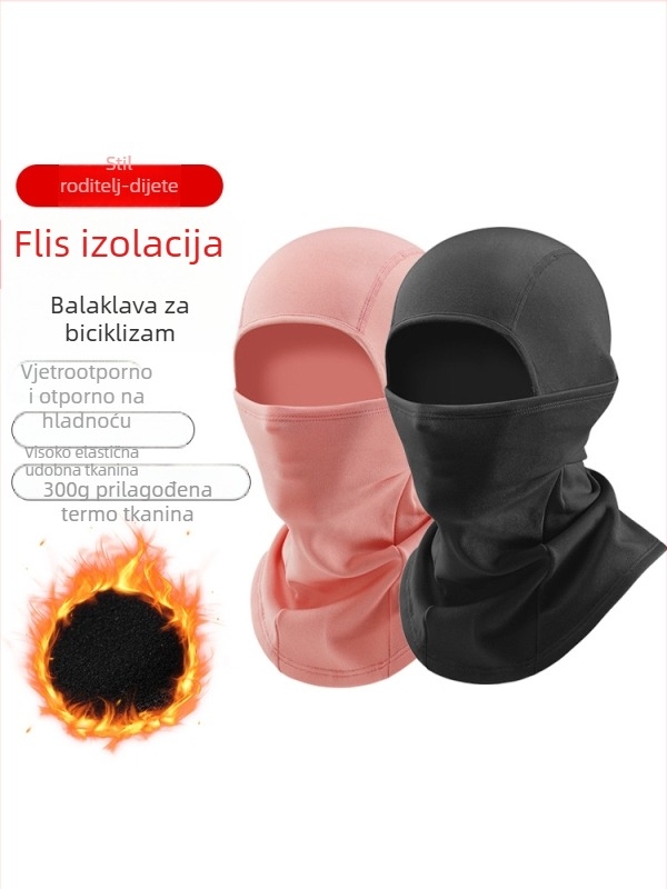 Zimska balaklava za biciklizam s maskom za cijelo lice od flisa – vjetrootpurna i topla za zimske aktivnosti na otvorenom
