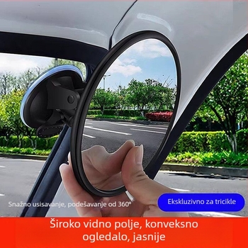Zrcalni retrovizor za tricikl s 360° širokim pogledom, bez mrtvih kutova, konveksno ogledalo s prisavkom, veliko vidno polje, univerzalno