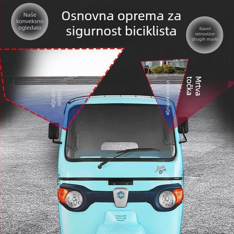 Zrcalni retrovizor za tricikl s 360° širokim pogledom, bez mrtvih kutova, konveksno ogledalo s prisavkom, veliko vidno polje, univerzalno