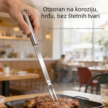 Set noža i vilice za roštilj od nehrđajućeg čelika s dugim držačima, za vanjsku pripremu hrane, za steak i janjetinu