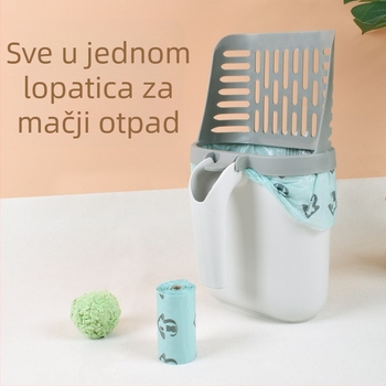 Lopatica za mačji pijesak s košem za smeće i vrećicama, lopatica za mačje izmet, alat za čišćenje
