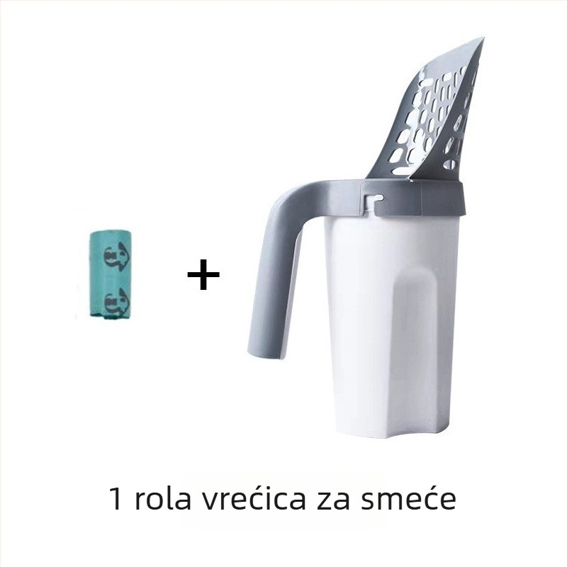 Posuda za otpadke kućnih ljubimaca s velikim kapacitetom, filtrom, lopatica za mačji šljunak i izmet mačaka i psa