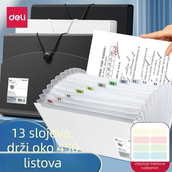 Deli 5236 Akordeonski folder s 13 pretinaca za dokumente A4, s visećim klipom