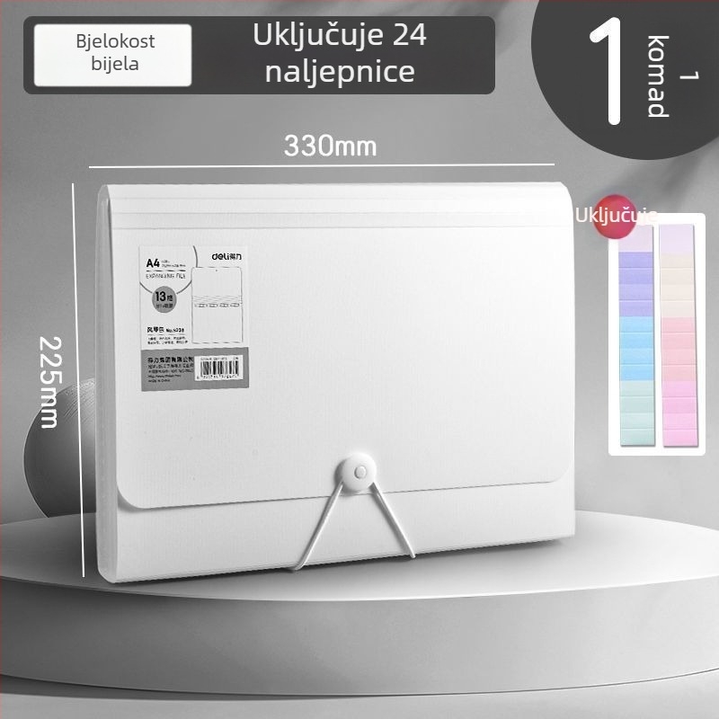 Deli 5236 Akordeonski folder s 13 pretinaca za dokumente A4, s visećim klipom