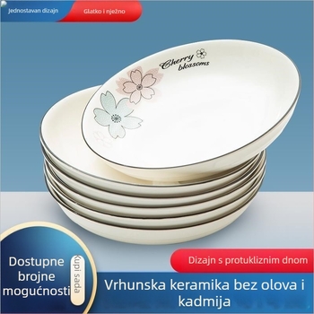 Set keramičkih tanjura od porcelana s kostima za kućnu upotrebu, okrugli duboki tanjiri za posluživanje