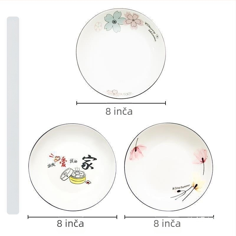 Set keramičkih tanjura od porcelana s kostima za kućnu upotrebu, okrugli duboki tanjiri za posluživanje