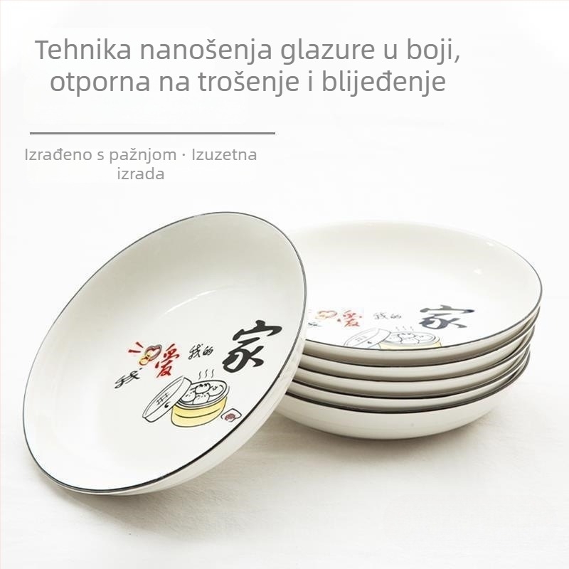 Set keramičkih tanjura od porcelana s kostima za kućnu upotrebu, okrugli duboki tanjiri za posluživanje