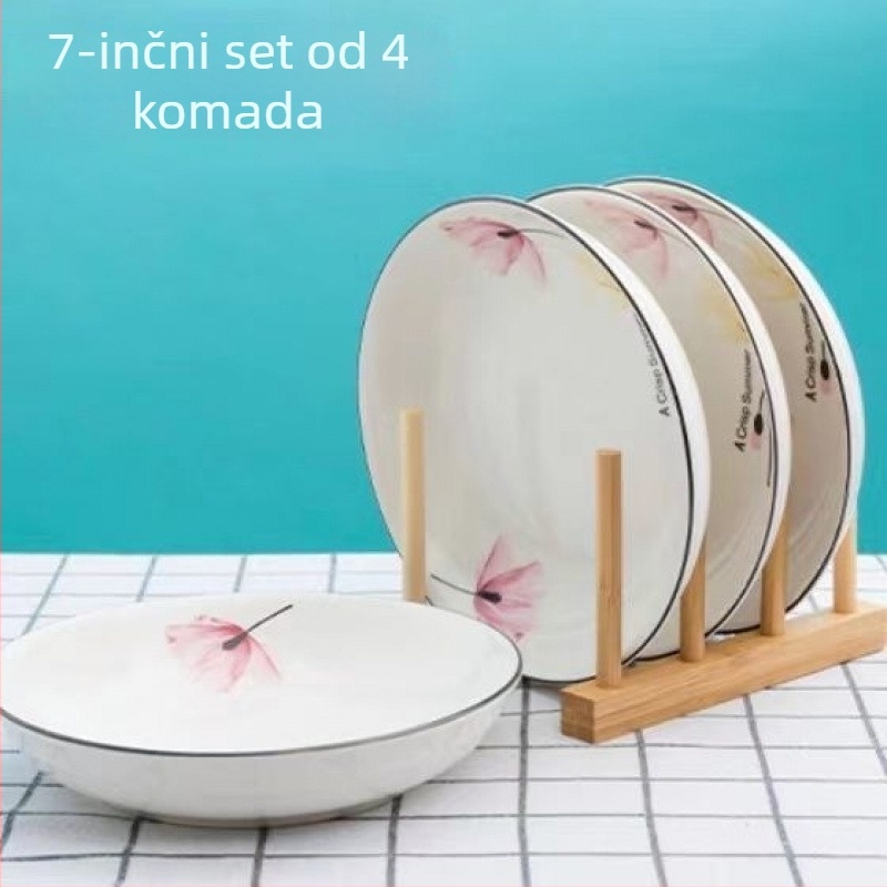 Set keramičkih tanjura od porcelana s kostima za kućnu upotrebu, okrugli duboki tanjiri za posluživanje