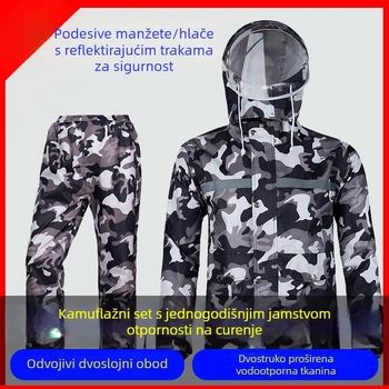 Muški set kišnog kaputa i hlača, od Oxford tkanine, debeli, s reflektirajućim elementima