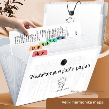 A4 višeslojni folder za učenike s prozirnim džepovima za ispite, harmonika-organizator