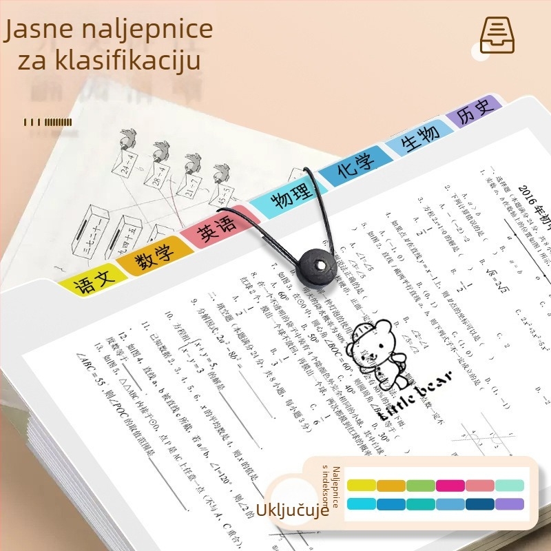 A4 višeslojni folder za učenike s prozirnim džepovima za ispite, harmonika-organizator