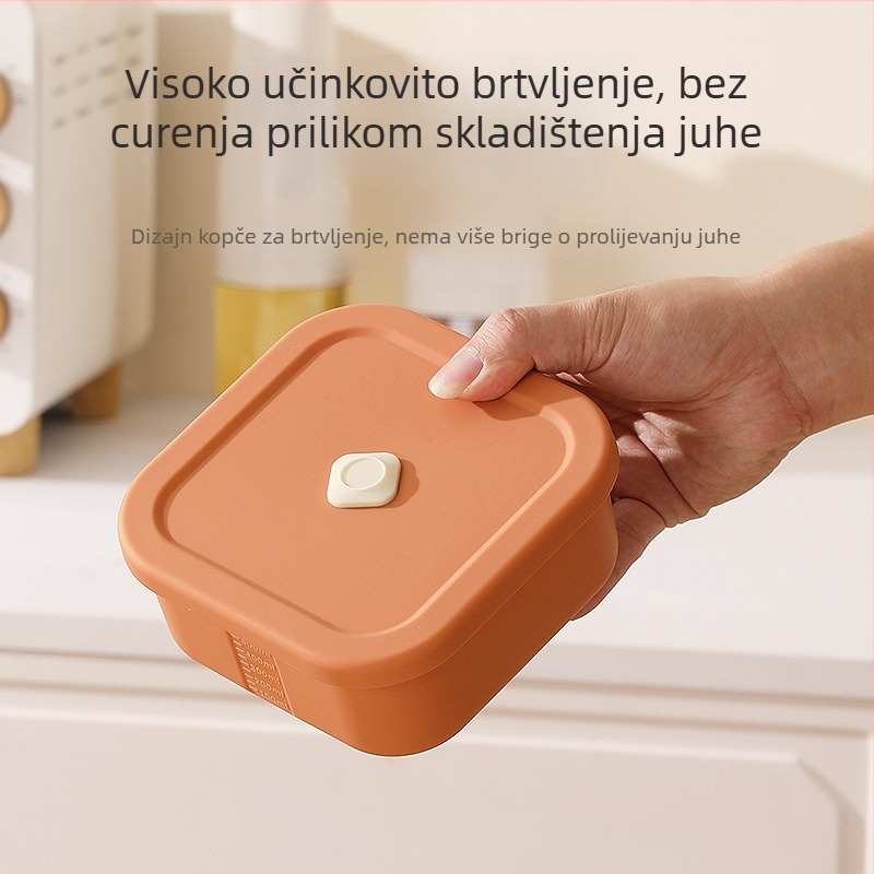 Silikonska kvadratna kutija za ručak, kutija za čuvanje hrane sa zračnim ventilom, pogodna za mikrovalnu pećnicu