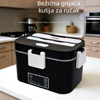USB napajana električna kutija za ručak s grijanjem bez vode, prijenosna izolirana kutija za ručak, kapacitet 1,6–2,0 L, za studente i zaposlenike