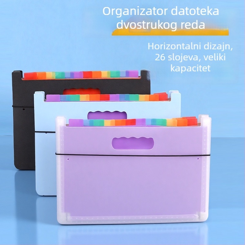 A4 fascikl velikog kapaciteta za studente, višeslojni organizator dokumenata, 24 pretinaca, stolni organizator