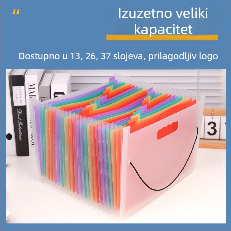 A4 fascikl velikog kapaciteta za studente, višeslojni organizator dokumenata, 24 pretinaca, stolni organizator
