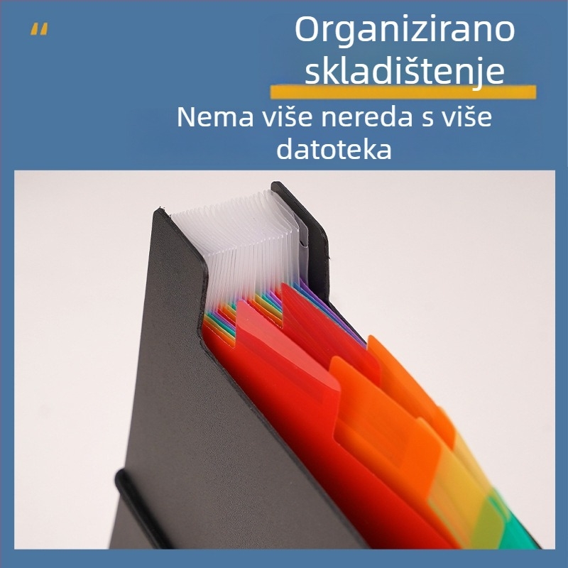 A4 fascikl velikog kapaciteta za studente, višeslojni organizator dokumenata, 24 pretinaca, stolni organizator