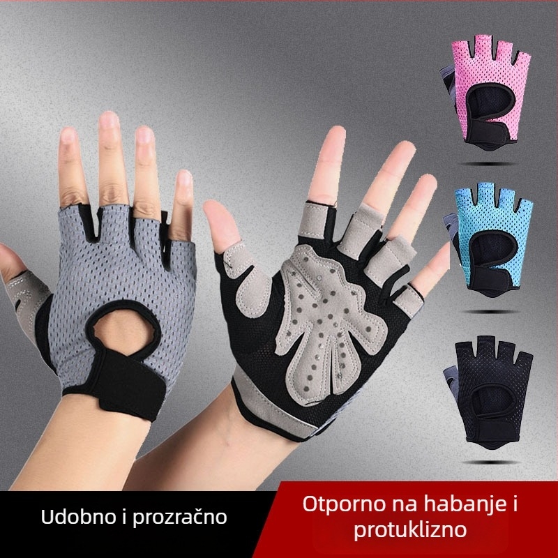 Rukavice s poluprstima za otvorene prste, za biciklizam, planinarenje, fitness i yogu, prozračne, s apsorpcijom udara, protuklizne