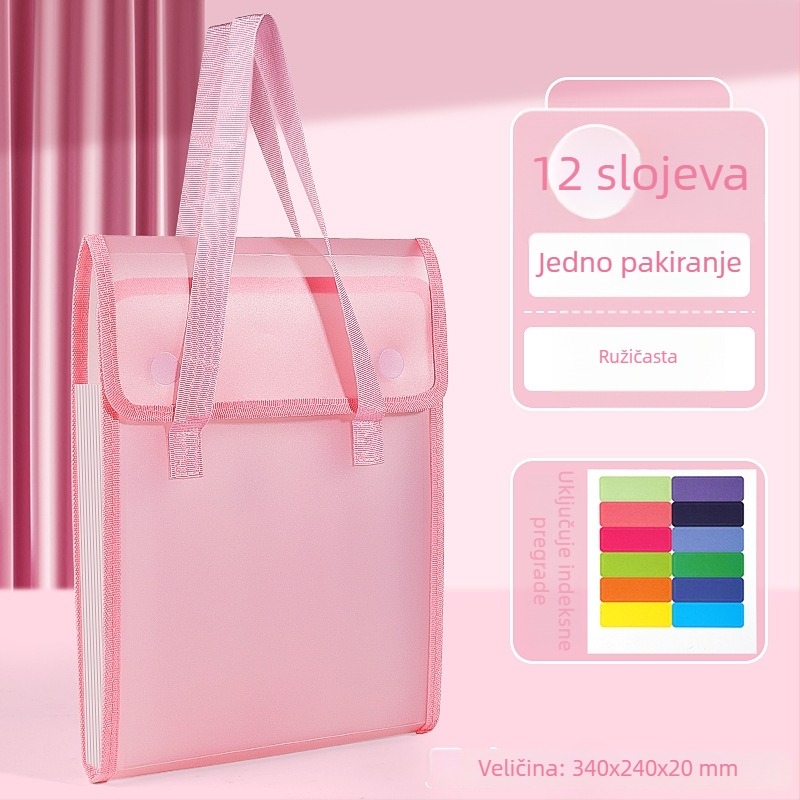 Uspravna akordeonska torba s 13 pretinaca, A4 velika kapaciteta za dokumente i ispite