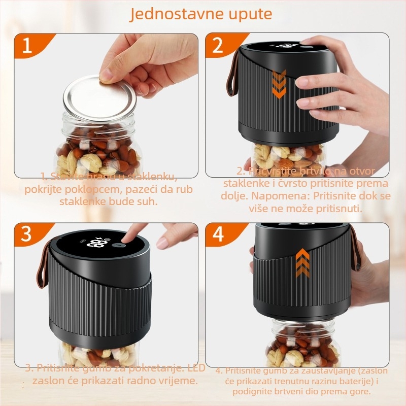 Višenamjenski vakuumski zatvarač za Mason staklenke, USB napajanje, sve-u-jednom za očuvanje hrane