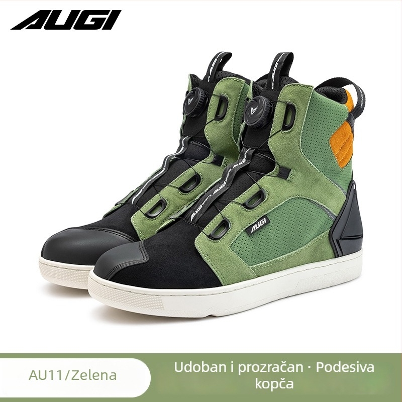 AUGI Muške motociklističke cipele za vožnju - protiv klizanja, otporne na habanje, apsorpcija udara, četiri sezone, kratke čizme