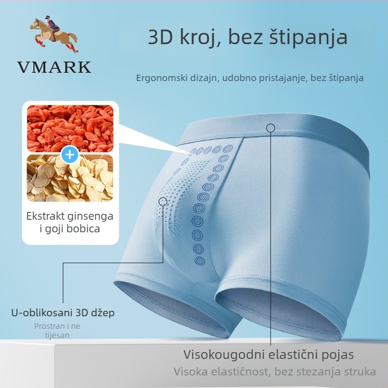 Trostruki set antibakterijskih muških bokserica s česticama turmalina u preponama, modalna tkanina