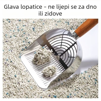 Velika lopatica za mačju stelju s finim otvorima, za miješano tofu stelivo, od nehrđajućeg i ugljičnog čelika