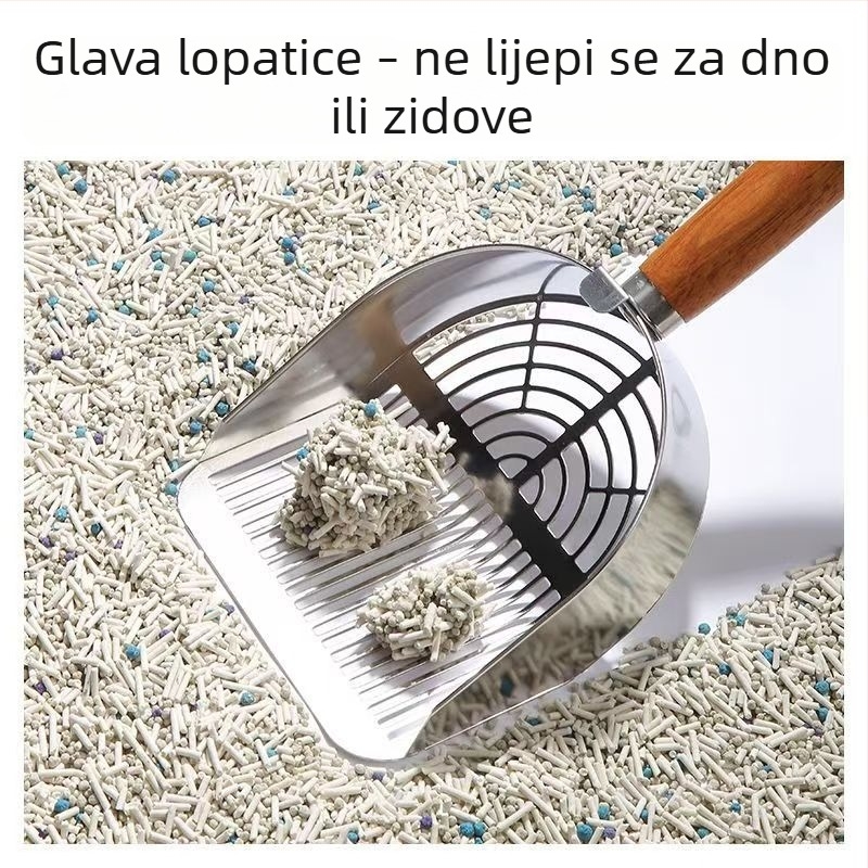 Velika lopatica za mačju stelju s finim otvorima, za miješano tofu stelivo, od nehrđajućeg i ugljičnog čelika